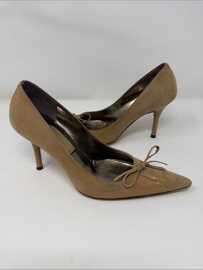 Christian Lacroix tan leather pointed-toe pumps